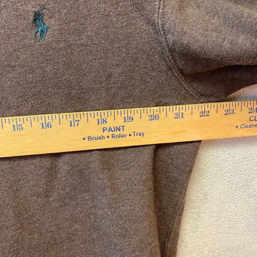 Polo Ralph Lauren Mens Brown Shawl Collar Sweatshirt Suede Elbow Patches Large